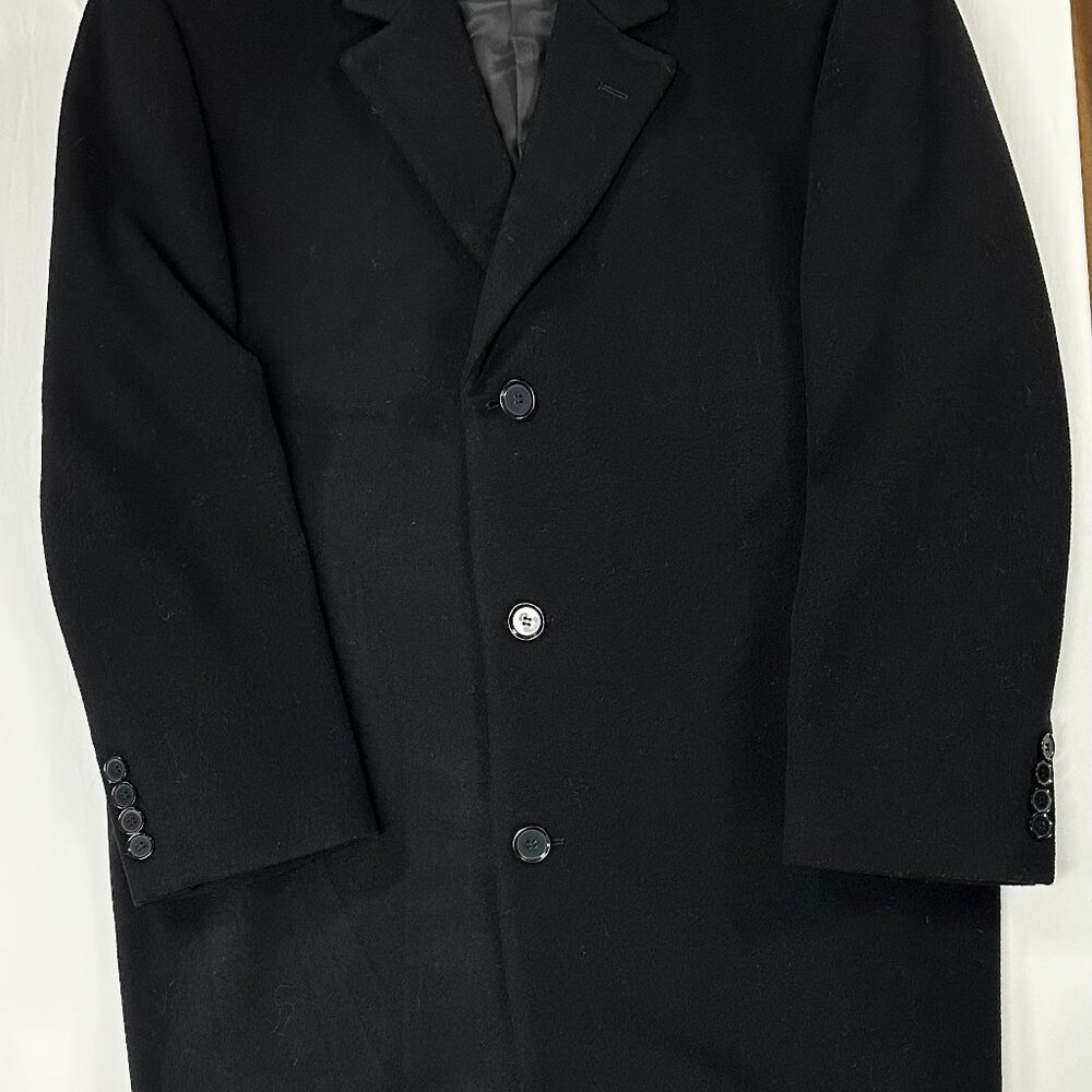 Calvin Klein Cashmere Wool Blend Black Winter Long Coat Overcoat Size 42S